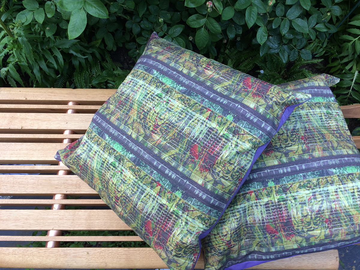 Thanks to Jules Crome for making these beautiful cushions using digitally printed material designed by Sue Ridge